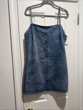 Zara Denim Slip Skirt Dress in Blue
